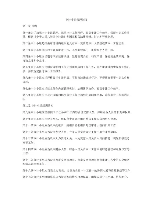 审计小组管理制度