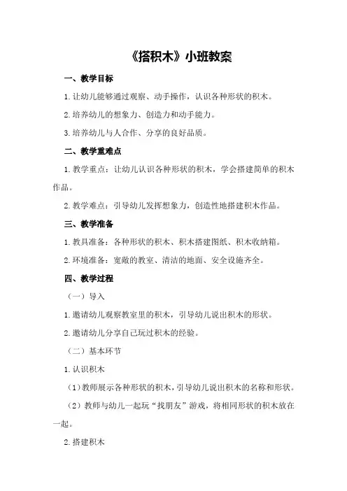《搭积木》小班教案