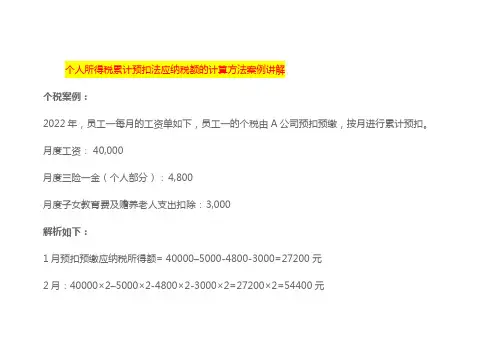 个人所得税累计预扣法应纳税额的计算方法案例讲解