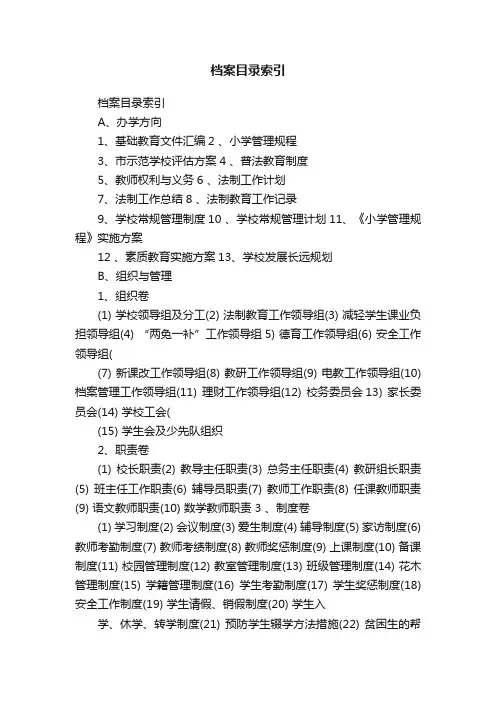 档案目录索引