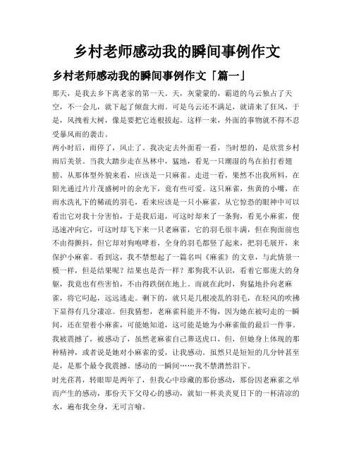 乡村老师感动我的瞬间事例作文