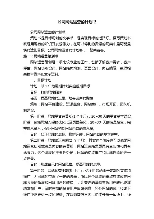公司网站运营的计划书