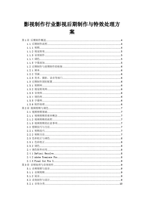 影视制作行业影视后期制作与特效处理方案