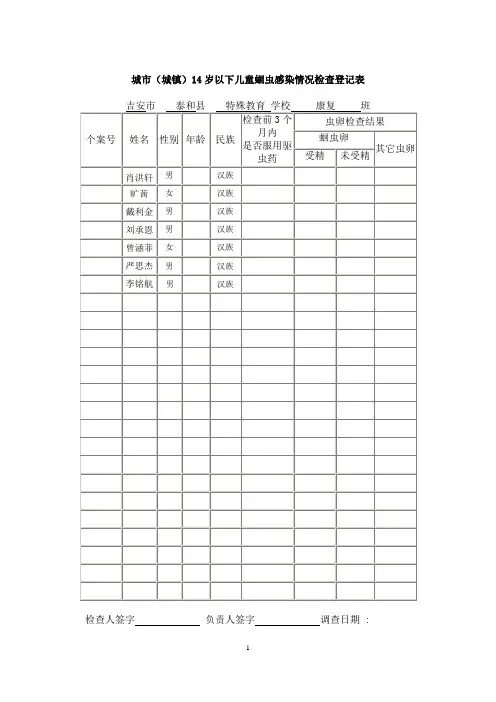 学校蛔虫监测方案
