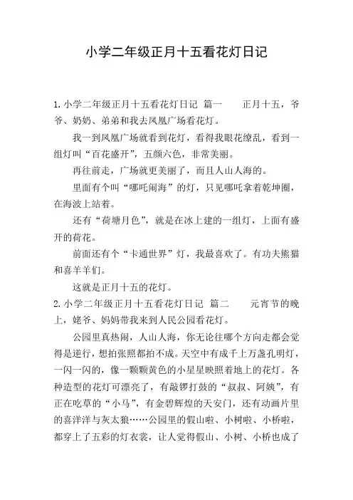 小学二年级正月十五看花灯日记