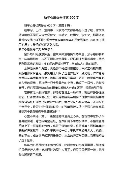 新年心愿优秀作文600字（通用5篇）