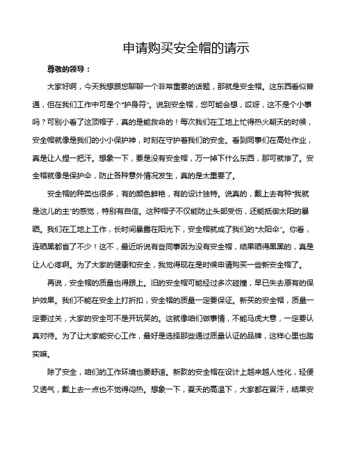 申请购买安全帽的请示
