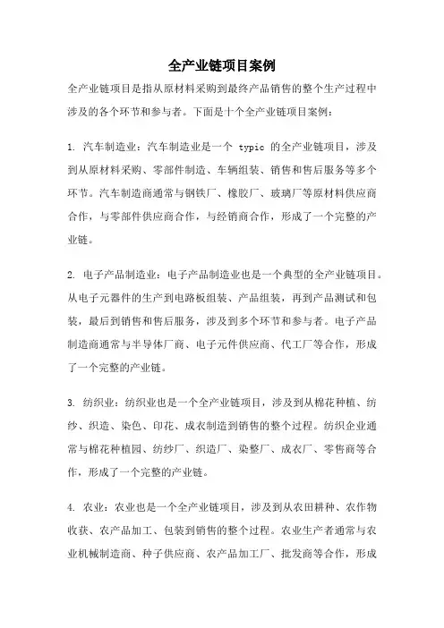 全产业链项目案例