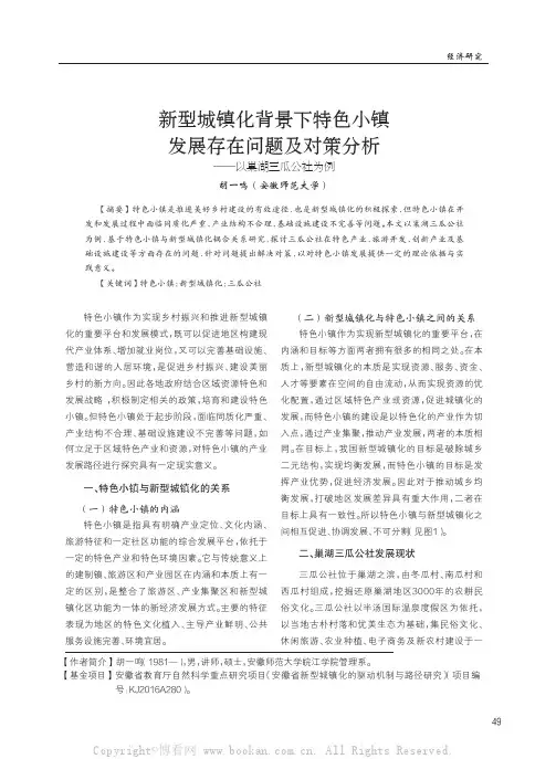 新型城镇化背景下特色小镇发展存在问题及对策分析——以巢湖三瓜公社为例