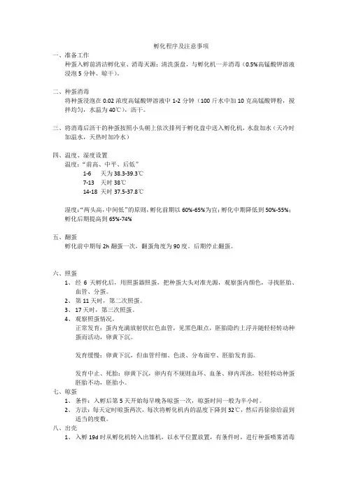 孵化程序及注意事项