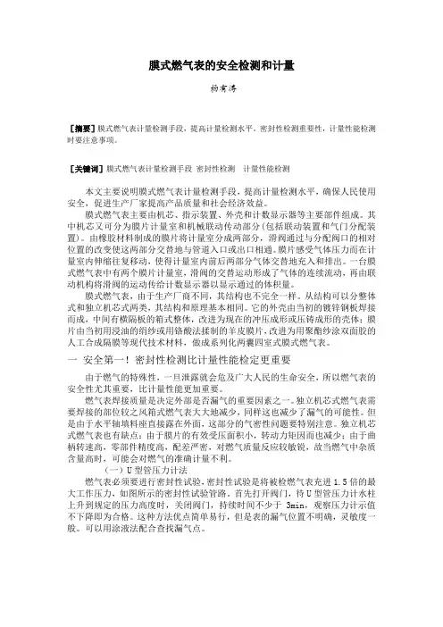 膜式燃气表的安全检测和计量(最全)word资料