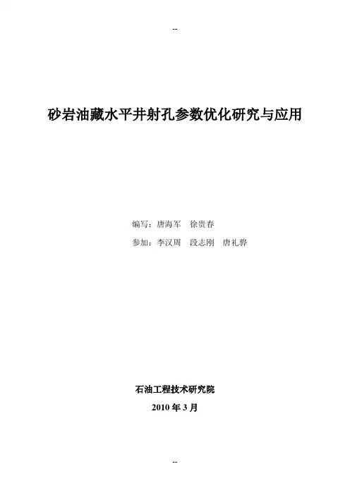 砂岩油藏水平井射孔参数优化研究