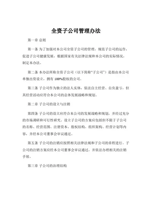 全资子公司管理办法