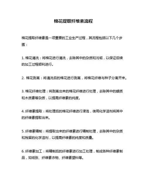 棉花提取纤维素流程