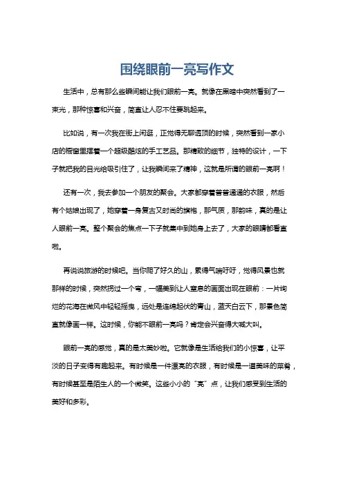 围绕眼前一亮写作文
