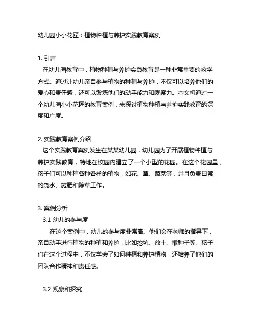 幼儿园小小花匠：植物种植与养护实践教育案例