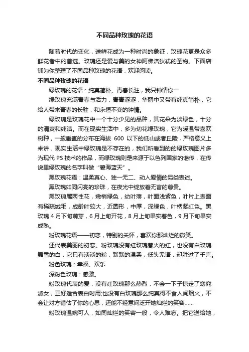 不同品种玫瑰的花语