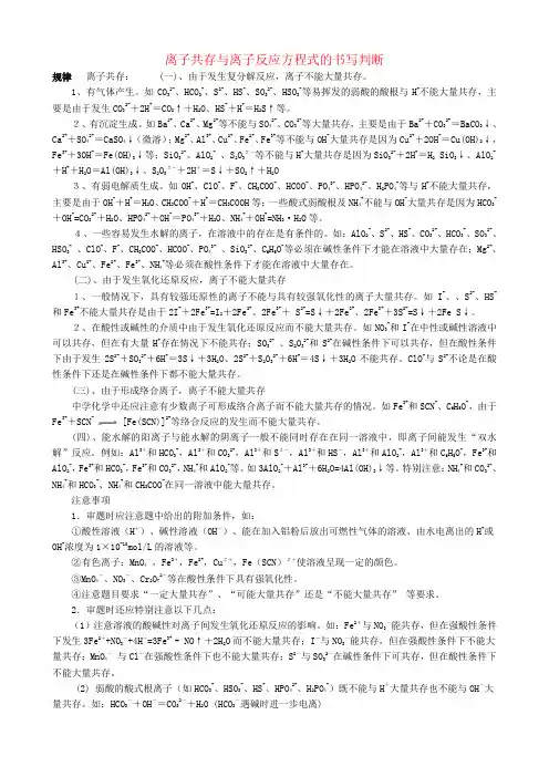 离子共存与离子反应方程式的书写判断规律总结