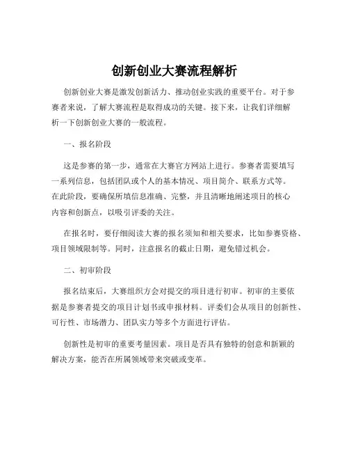 创新创业大赛流程解析