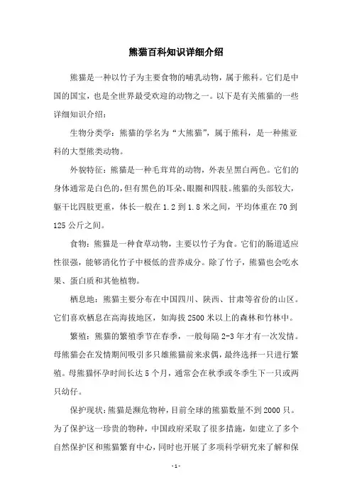 熊猫百科知识详细介绍