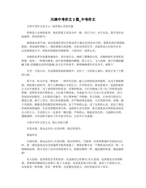 天津中考作文3篇_中考作文