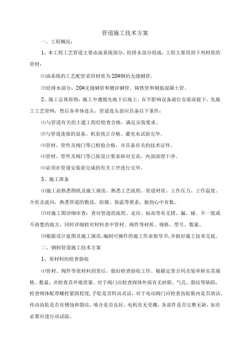 管道施工技术方案