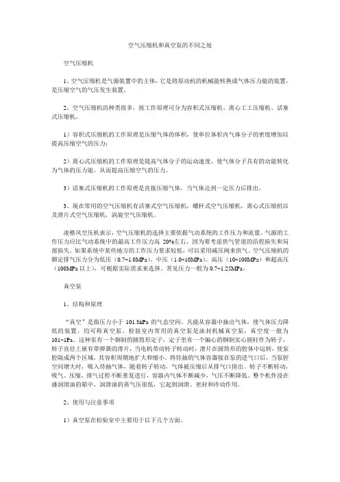 空气压缩机和真空泵的不同之处