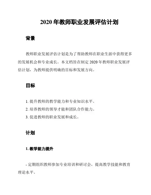 2020年教师职业发展评估计划