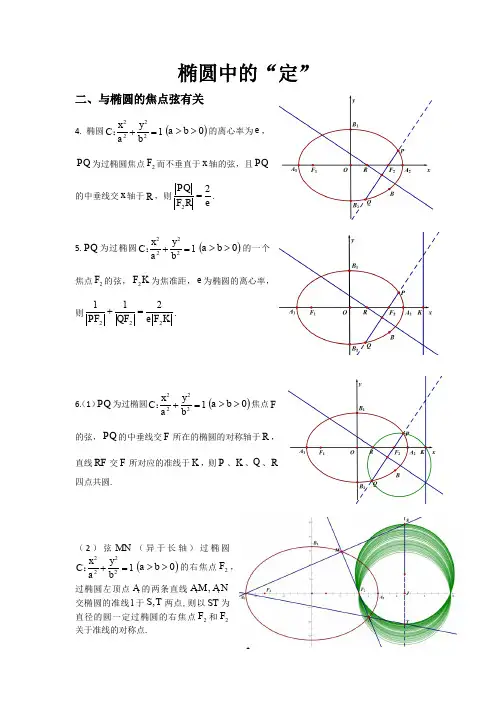 椭圆中定点定值问题(与焦点弦有关)