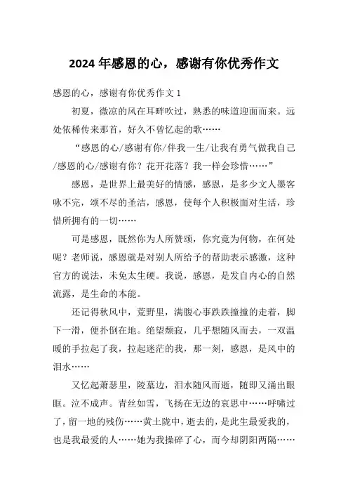 2024年感恩的心,感谢有你优秀作文