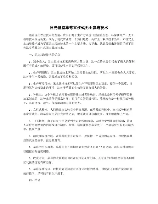 日光温室草莓立柱式无土栽培技术