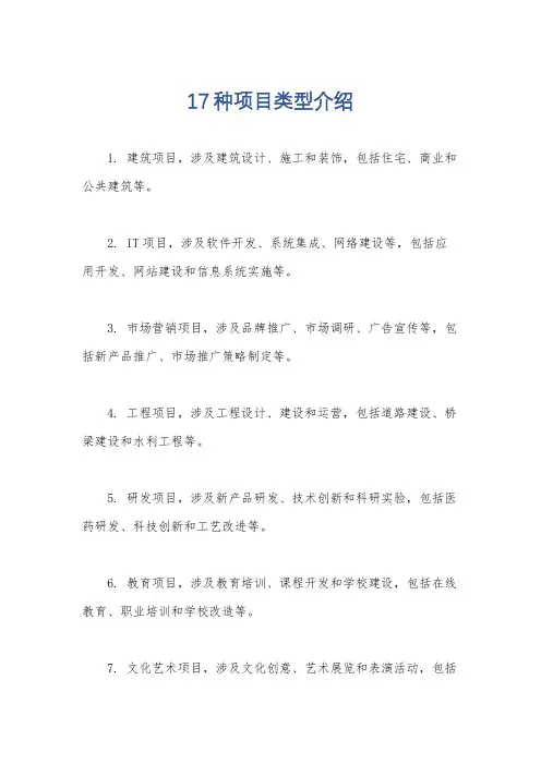 17种项目类型介绍