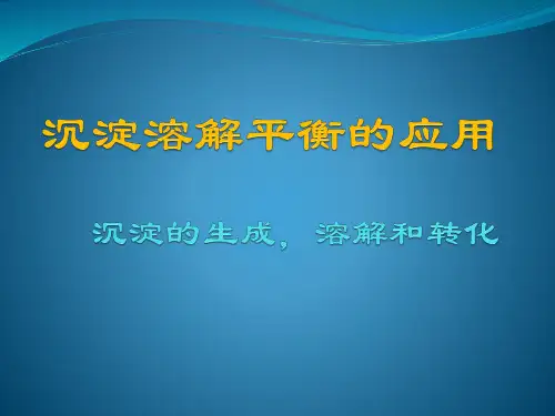 沉淀溶解平衡演示PPT人教版