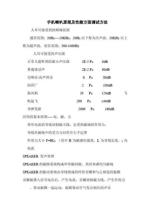手机喇叭原理及性能调试方法