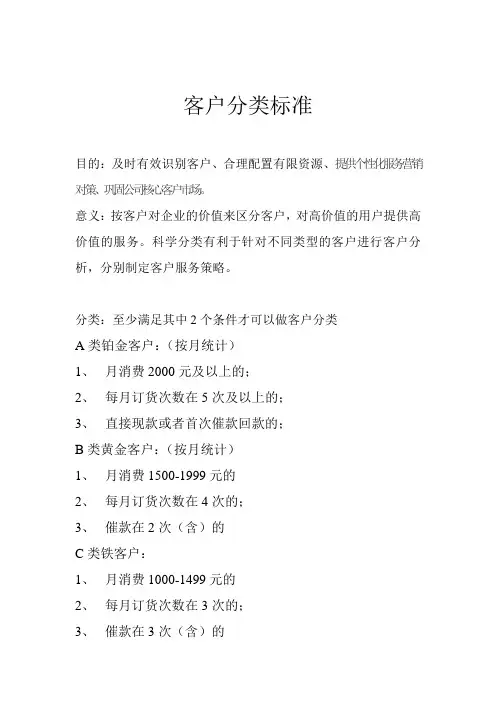 客户分类标准