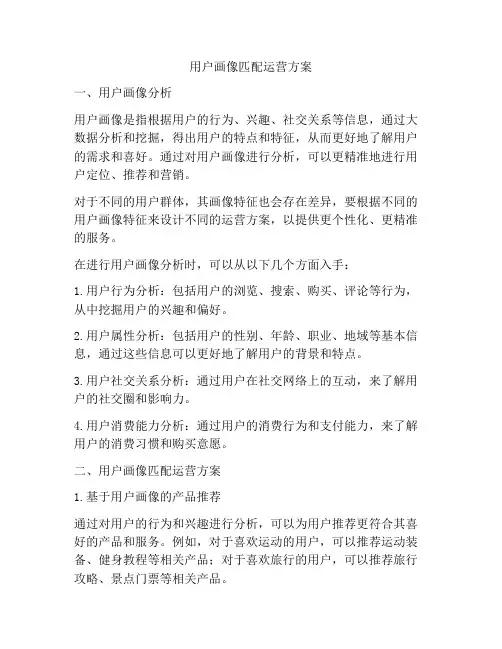 用户画像匹配运营方案