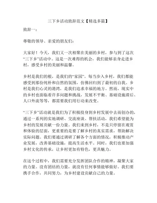 三下乡活动致辞范文【精选多篇】