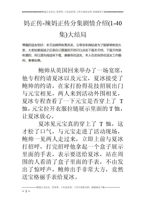 妈正传-辣妈正传分集剧情介绍（1-40集）大结局