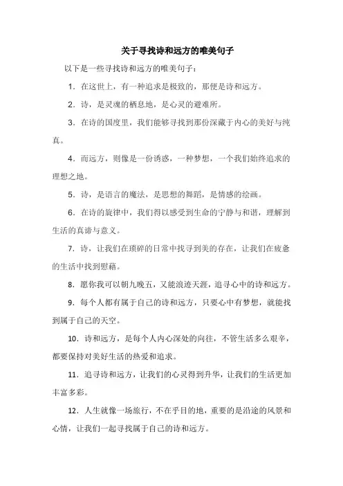 寻找诗和远方的唯美句子