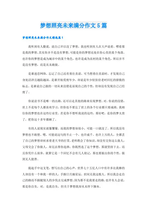 梦想照亮未来满分作文5篇