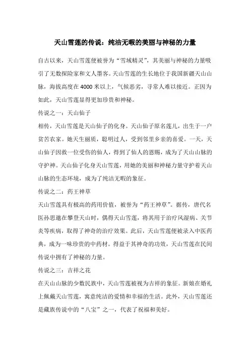天山雪莲的传说：纯洁无暇的美丽与神秘的力量