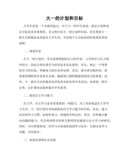 大一的计划和目标