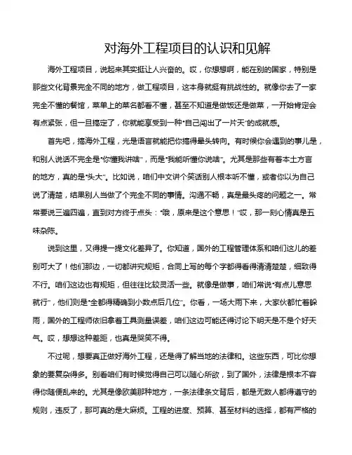 对海外工程项目的认识和见解