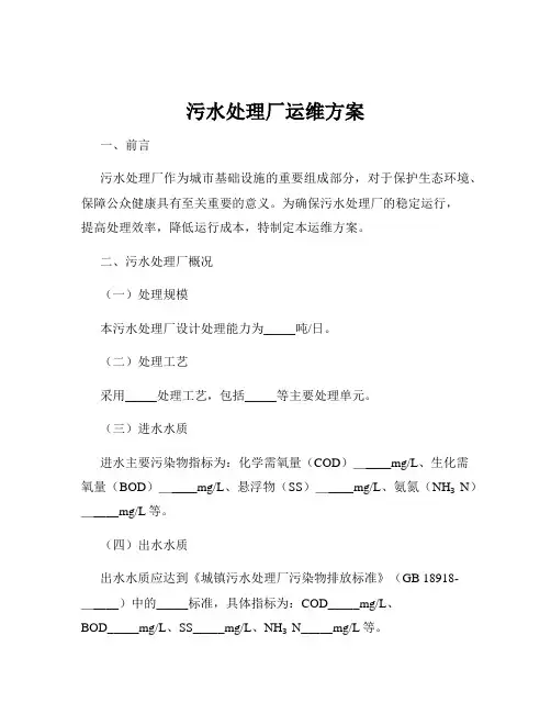 污水处理厂运维方案