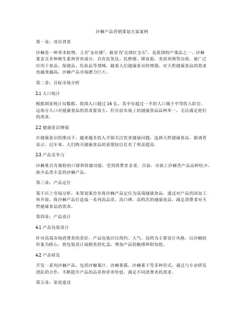 沙棘产品营销策划方案案例