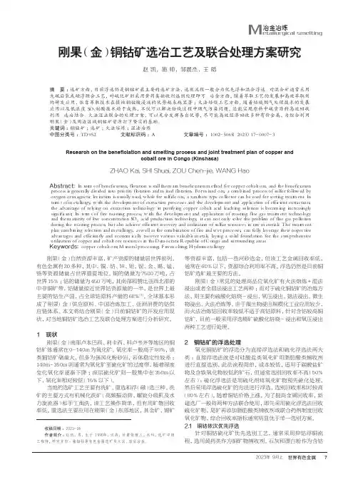 刚果（金）铜钴矿选冶工艺及联合处理方案研究