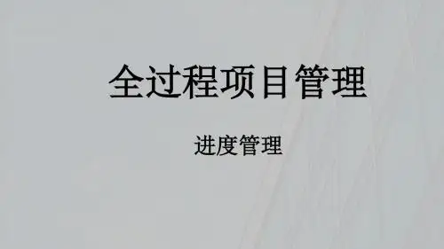 第08章 全过程项目管理(进度管理)