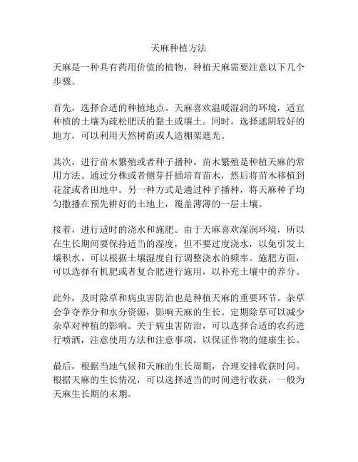 天麻种植方法