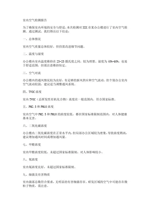 美术馆室内空气检测报告