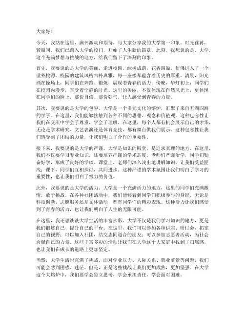 大学第一印象的演讲稿